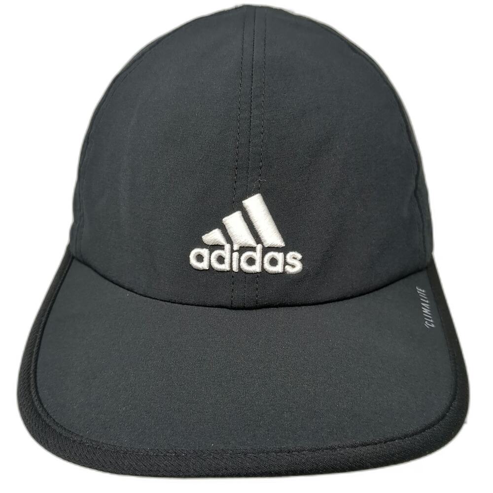 Adidas Baseball Cap Black One Size Climalite Performance Strapback Curved Hat